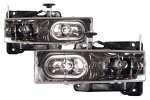 Chevy 1500 Pickup 1988-1998 Black Crystal Euro Headlights with Halo