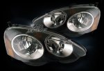 Acura RSX 2002-2004 Black Euro Headlights with Chrome Trim