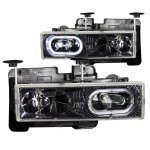 Chevy Suburban 1992-1999 Carbon Euro Headlights with Halo