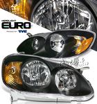 Toyota Corolla 2003-2007 TYC Black Euro Headlights