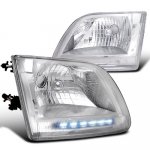 Ford Expedition 1997-2002 Chrome Crystal Headlights LED DRL