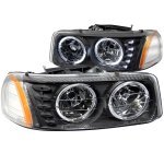 2004 GMC Sierra 2500 Black Crystal Headlights with Halo and LED