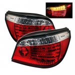 2004 BMW 5 Series E60 Red and Clear LED Tail Lights