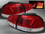 2011 VW Golf Red and Clear LED Tail Lights