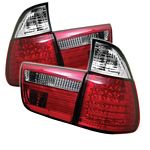 BMW E53 X5 2000 Red and Clear LED Tail Lights