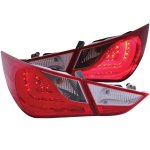 Hyundai Sonata 2010-2012 LED Tail Lights Red and Clear