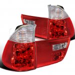 2003 BMW X5 Red and Clear Euro Tail Lights