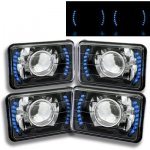 1990 Chevy Camaro Blue LED Black Chrome Sealed Beam Projector Headlight Conversion Low and High Beams