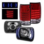Toyota Pickup 1989-1995 Black Projector Headlights Blue LED and LED Tail Lights