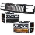 2000 GMC Sierra 2500 Black Grille and LED DRL Headlights Bumper Lights