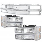 Chevy 3500 Pickup 1994-1998 Chrome Grille and Euro Headlights Set