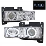 GMC Sierra 1988-1998 Clear Projector Headlights with Halo and LED