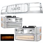 2000 GMC Sierra 2500 Chrome Grille and Headlights LED Bumper Lights