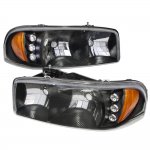 2003 GMC Sierra 2500HD Black Headlights LED Daytime Running Lights