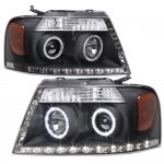 Ford F150 2004-2008 Black Projector Headlights Halo LED DRL