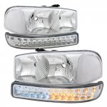 2000 GMC Sierra 2500 Chrome Clear Headlights and LED Bumper Lights DRL