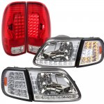 Ford F150 1997-2003 Clear Headlights LED DRL Signal LED Tail Lights Red