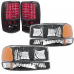 GMC Yukon XL 2000-2006 Black Headlights LED Tail Lights