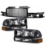 2000 Chevy S10 Black Billet Grille and Headlights Bumper Lights