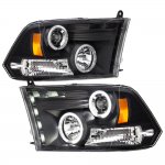 Dodge Ram 3500 2010-2018 Black Halo Projector Headlights with LED DRL