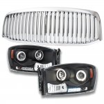 Dodge Ram 2006-2008 Chrome Vertical Grille and Headlight Set