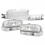 Chevy S10 1998-2002 Chrome Billet Grille and Euro Headlights Set