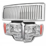 2009 Ford F150 Chrome Vertical Grille and Euro Headlights