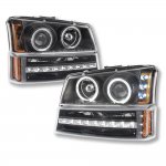2003 Chevy Silverado 2500HD Black Projector Headlights and LED Bumper Lights
