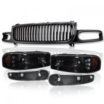 2002 GMC Sierra Denali Black Grille and Smoked Headlights LED DRL Bumper Lights