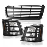 Chevy Avalanche 2003-2006 Black Front Grill and Headlights Conversion