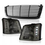 Chevy Avalanche 2003-2006 Black Front Grill and Smoked Headlights Conversion