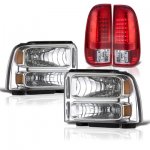 Ford F250 Super Duty 2005-2007 Clear Headlights and Red LED Tail Lights