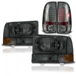 Ford F350 Super Duty 1999-2004 Smoked Headlights and LED Tail Lights