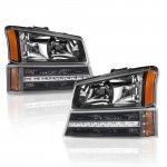 Chevy Silverado 2500 2003-2004 Black Headlights and LED Bumper Lights