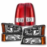 2004 Chevy Silverado 1500HD Black Headlights and LED Tail Lights Red Clear