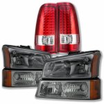 Chevy Silverado 2003-2006 Smoked Headlights and LED Tail Lights Red Clear