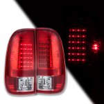 2001 Ford F550 Super Duty Red Clear LED Tail Lights