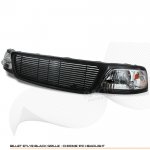 2002 Ford F150 Black Billet Grille and Clear Headlights