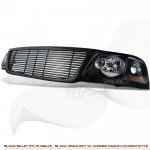 Ford F150 1999-2003 Black Billet Grille and Euro Headlights