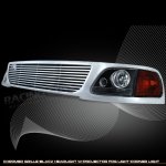 Ford F150 1997-1998 Chrome Billet Grille and Black Headlights