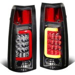 Chevy 3500 Pickup 1988-1998 Smoked LED Tail Lights Red Tube