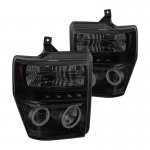 2008 Ford F350 Super Duty Black Smoked Halo Projector Headlights LED