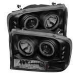 2003 Ford Excursion Black Smoked CCFL Halo Projector Headlights