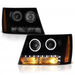 2014 Chevy Avalanche Black Smoked Halo Projector Headlights LED