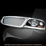 2002 Ford F150 Chrome Custom Grille and Black Euro Headlights