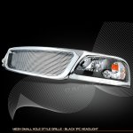 2002 Ford F150 Chrome Grille and Black Headlights Set