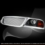 Ford F150 1999-2003 Chrome Mesh Grille and Black Headlights