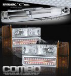 GMC Sierra 1994-1998 Chrome Grille and Euro Headlights