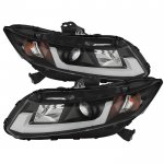 2012 Honda Civic Black Projector Headlights LED DRL
