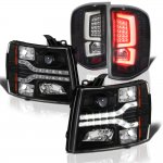 2007 Chevy Silverado 3500HD Black Facelift DRL Projector Headlights Custom LED Tail Lights